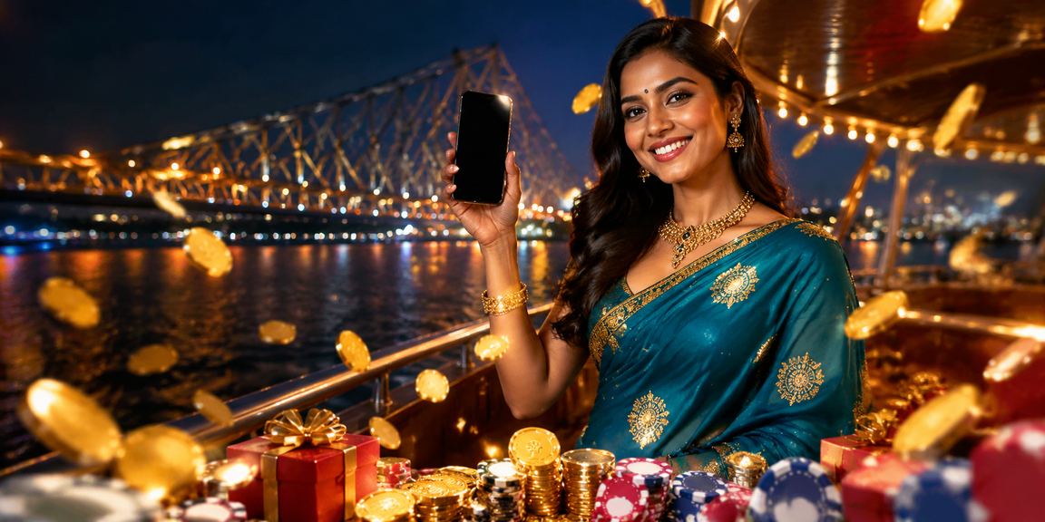 Evening view of Howrah Bridge and local game setting